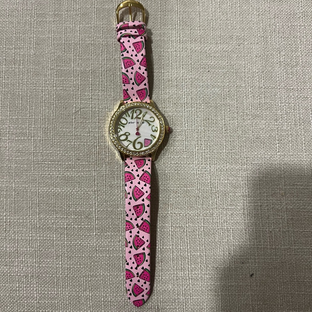 Betsey Johnson Pink Watermelon Pattern Watch